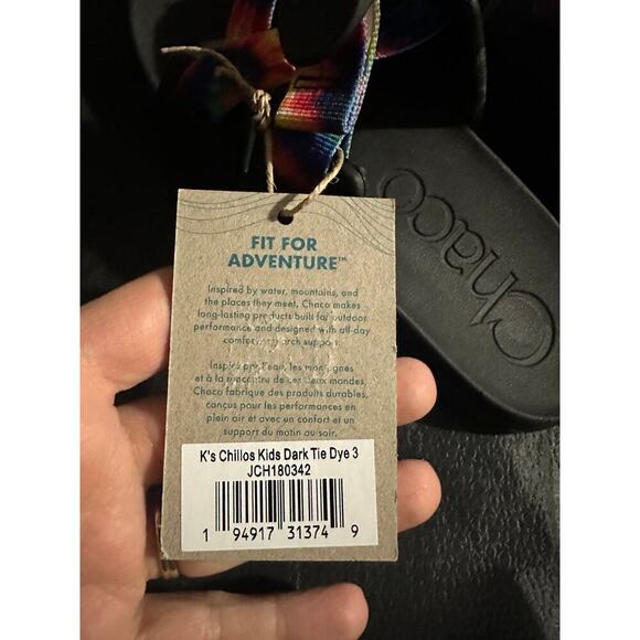 NEW Chacos Chillos Big Kids Dark Tie Dye Slide Sandals, Sz 3, Unisex (C109) - Picture 5 of 6